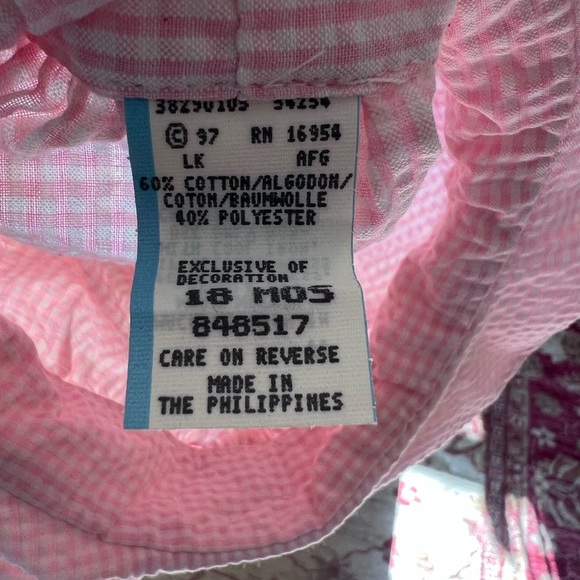 Vintage Searsucker Baby Girl Hat - Picture 2 of 2